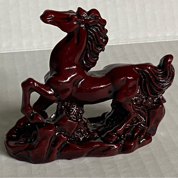 Chinese Resin Wild Horse cinnabar Red Statue Sculpture Vintage Feng Shui Lucky - Picture 4 of 16
